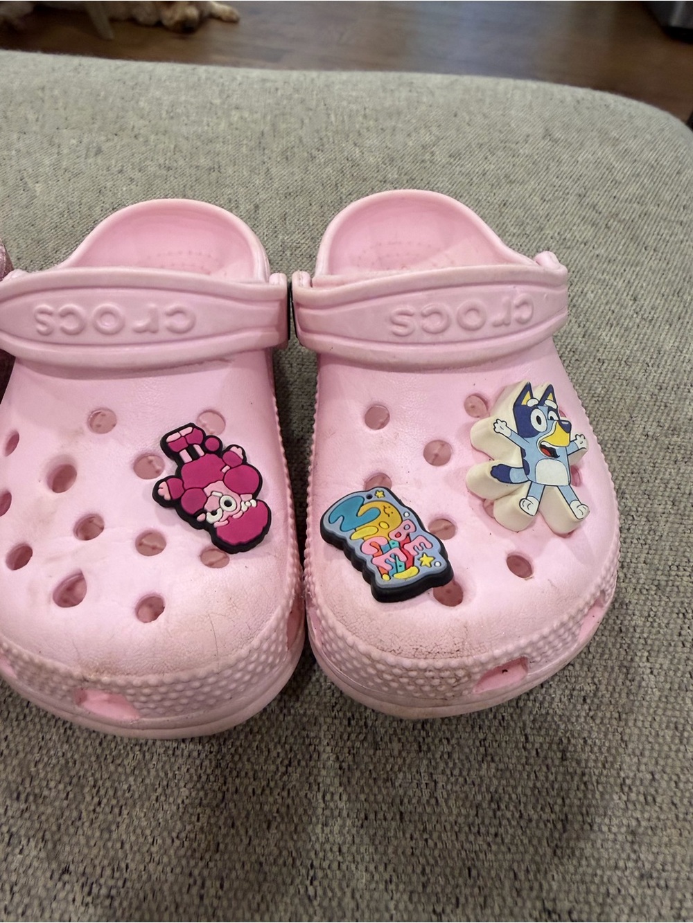 CROCS Kids' Pink Glitter and Light Pink Clog Duo with Jibbitz Charms - Picture 4 of 5
